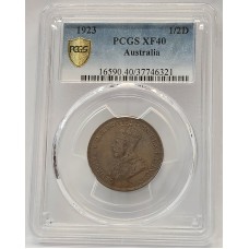 AUSTRALIA 1923 . HALF 1/2  PENNY . PCGS XF40